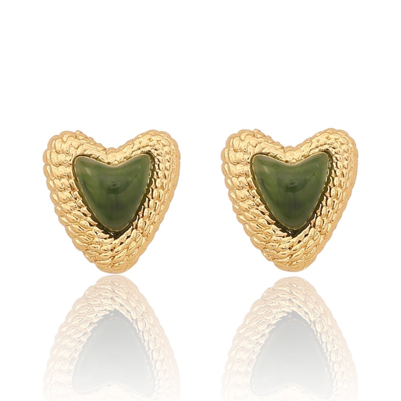 Vintage Heart Stud Earrings