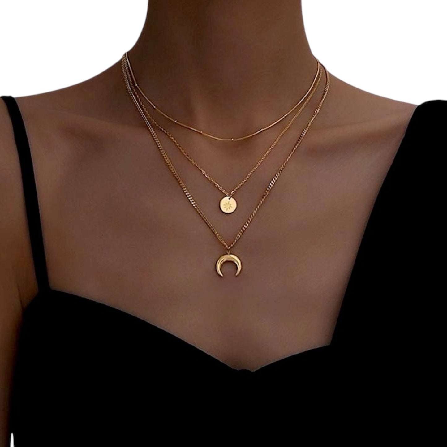 Layered Sun & Moon Necklace