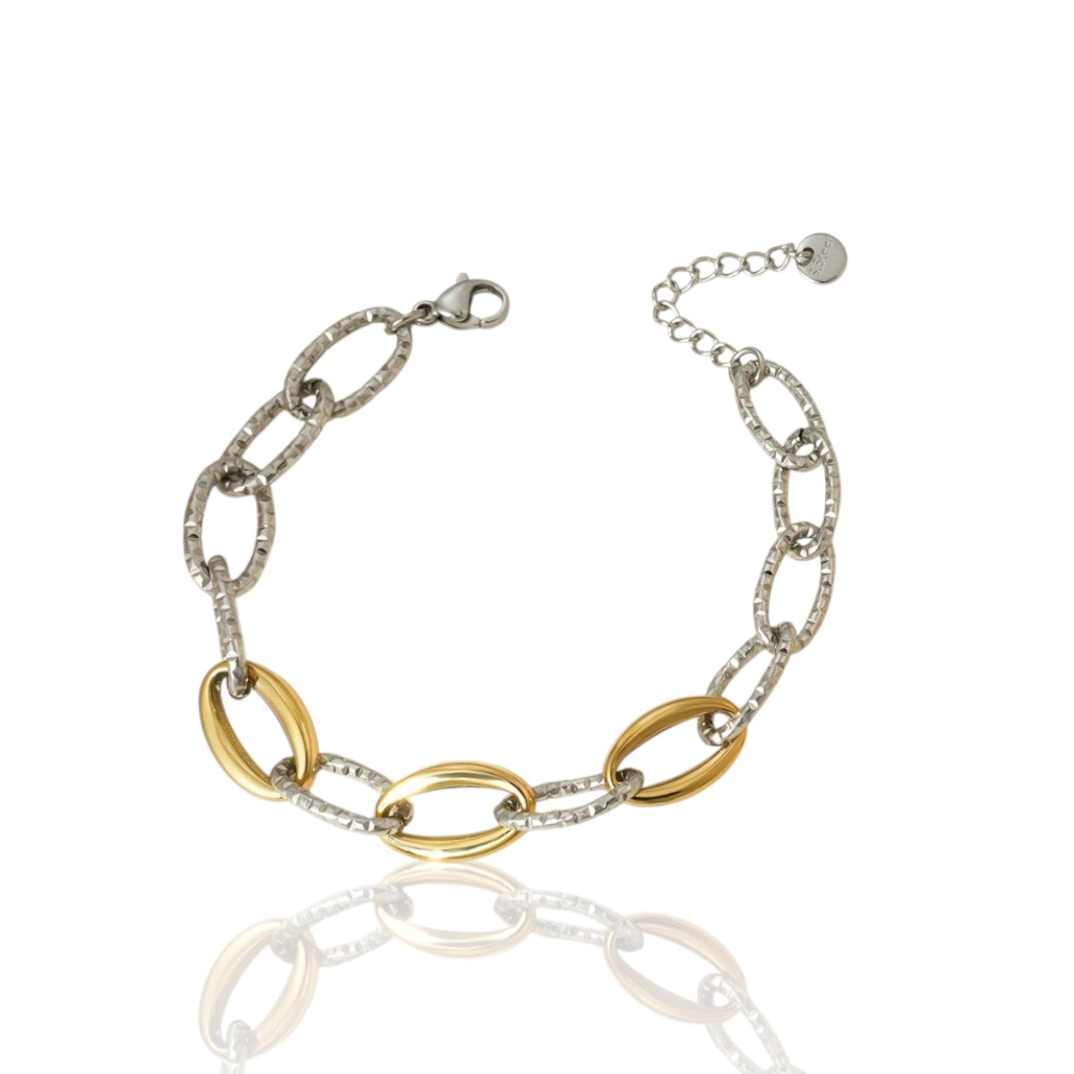 Two-Tone Oval Link Bracelet