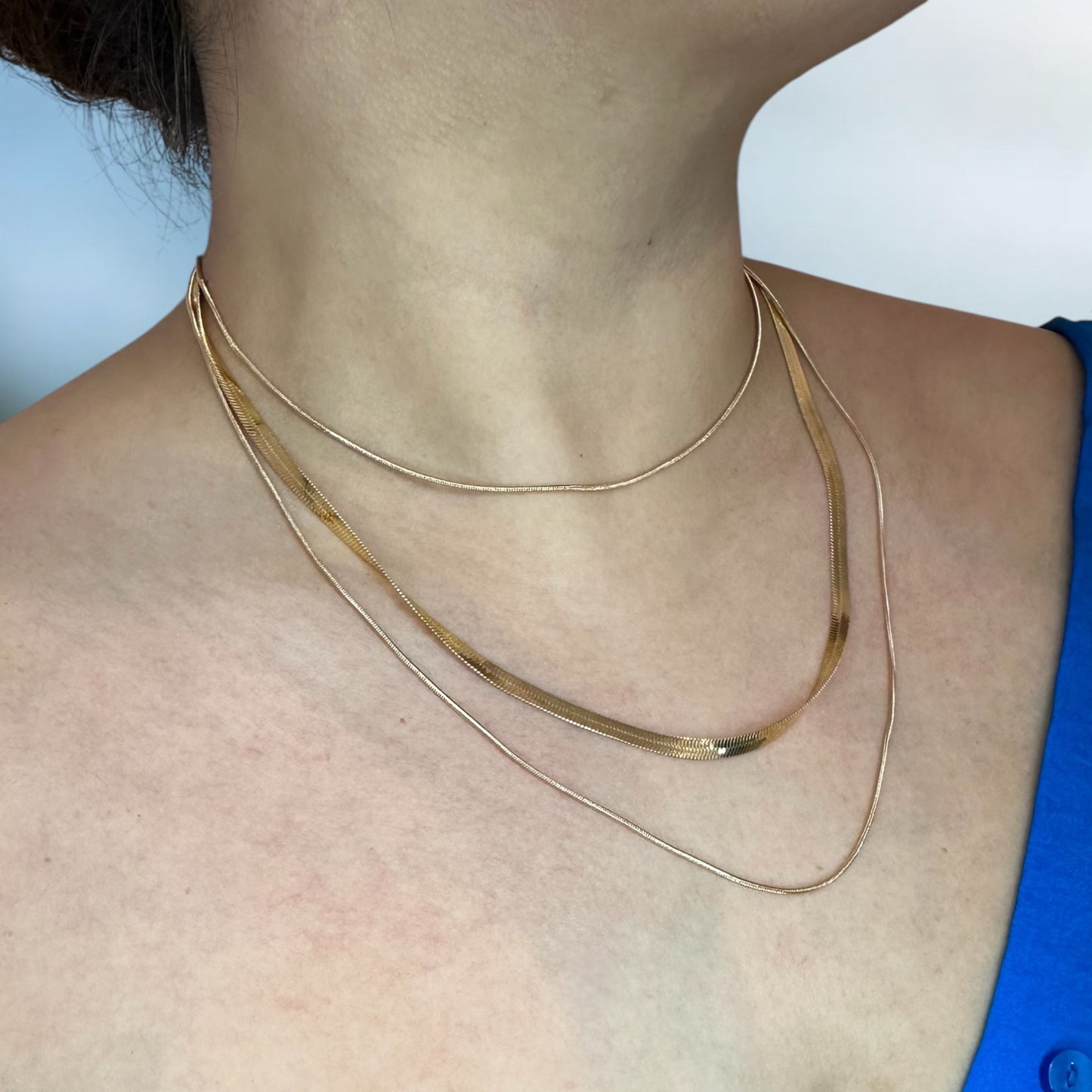 Sleek Triple Snake Chain Necklace