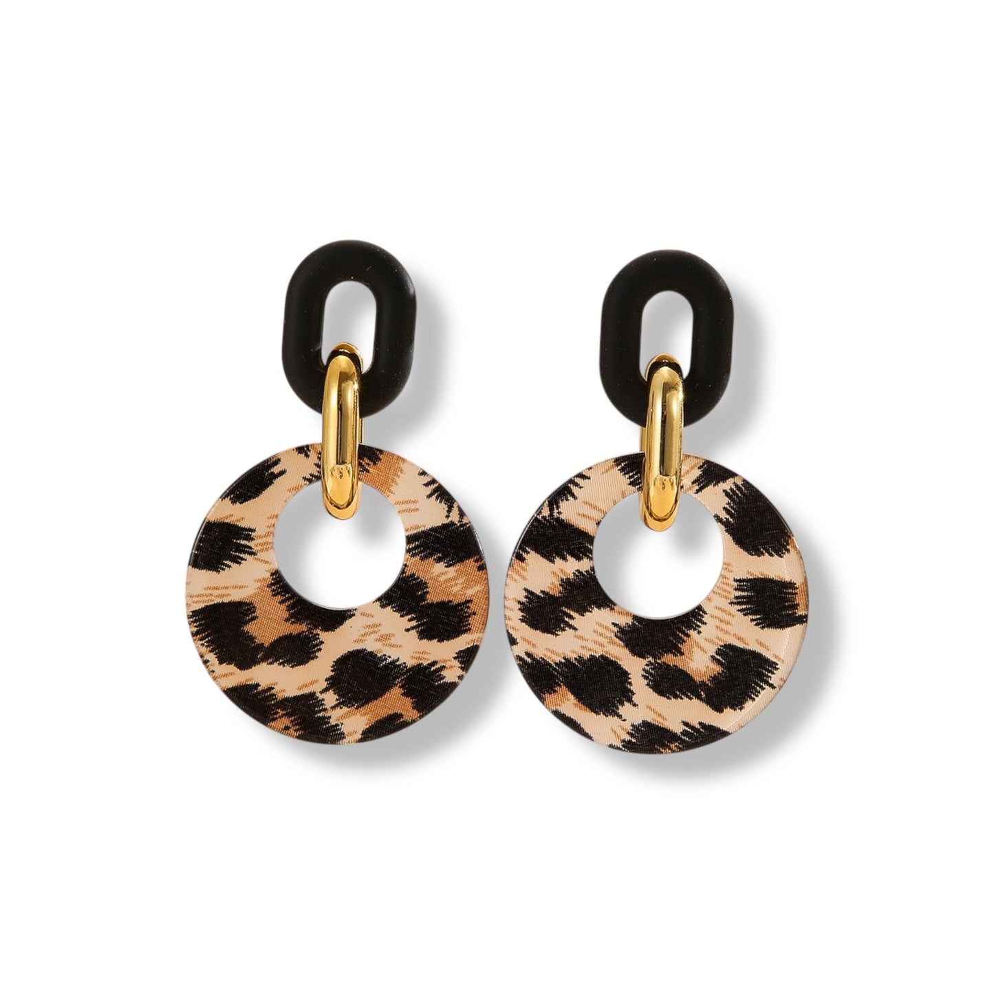 Chic Beige Leopard Pattern Earrings