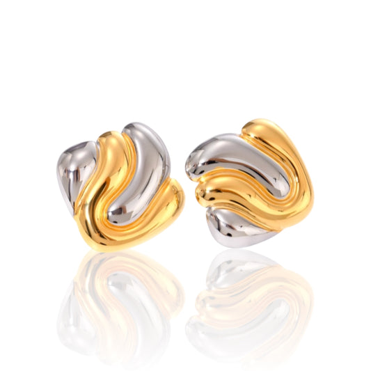Artistic Two-Tone Wave Earrings