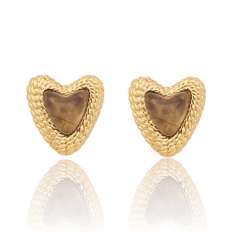 Vintage Heart Stud Earrings