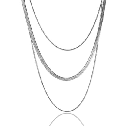 Sleek Triple Snake Chain Necklace