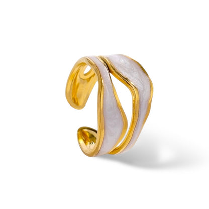 Lustrous Wave Cuff Ring