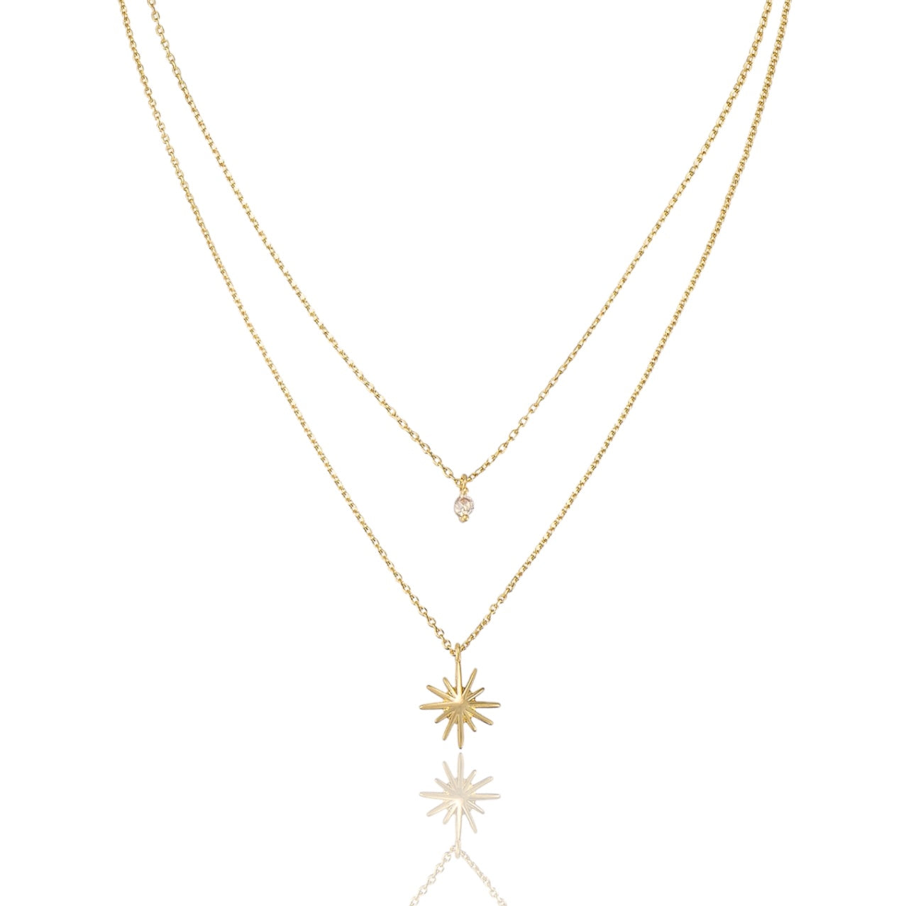 Layered Gold Star Pendant Necklace