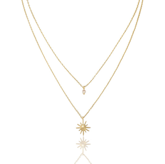 Layered Gold Star Pendant Necklace