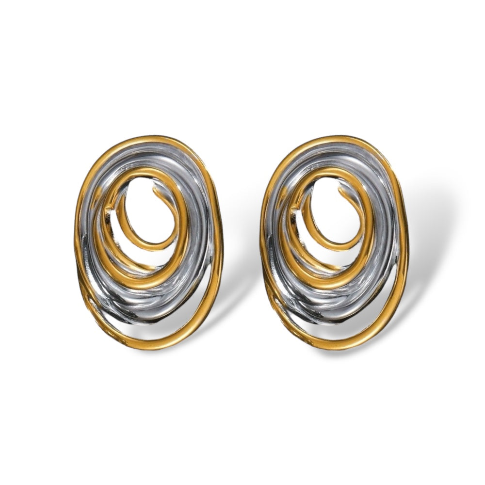 Modern Two-Tone Swirl Earrings