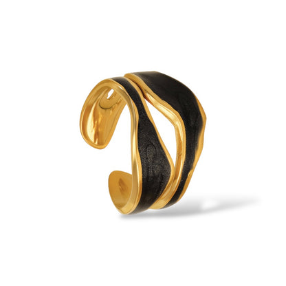 Lustrous Wave Cuff Ring