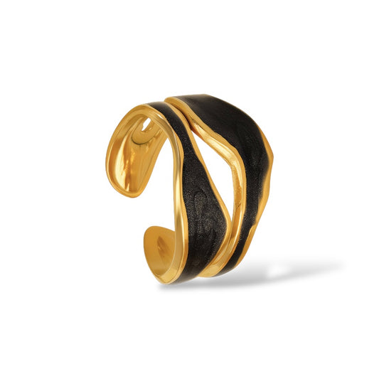 Lustrous Wave Cuff Ring