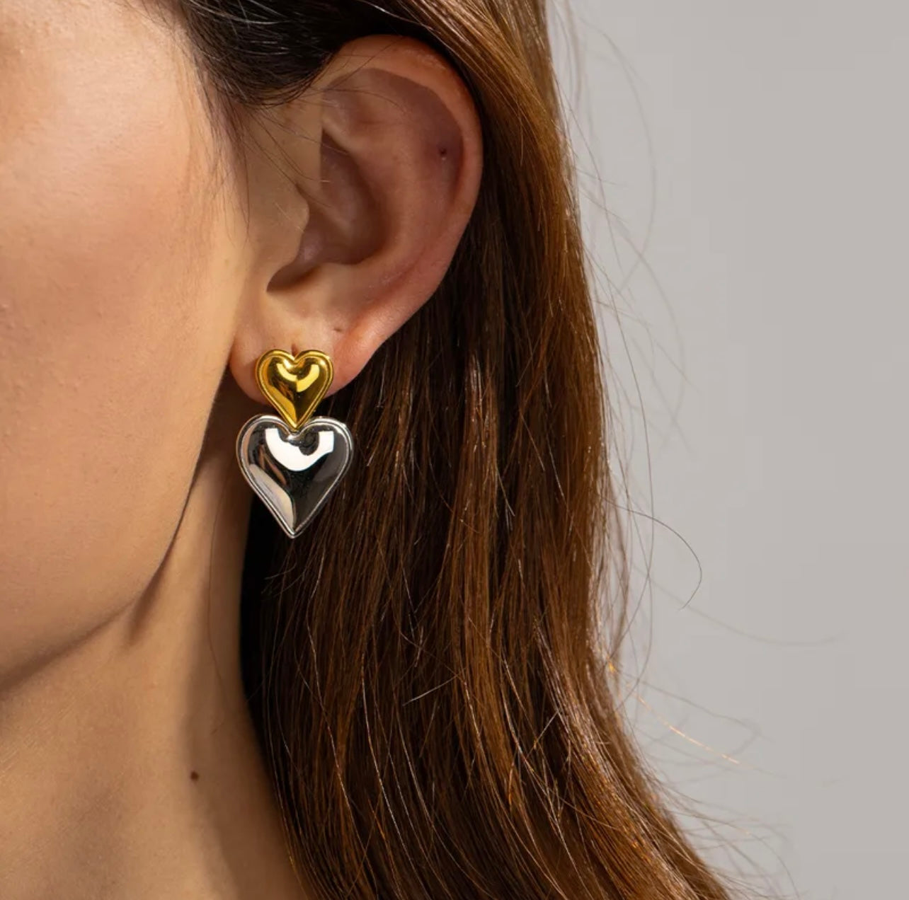 Two-Tone Heart Earrings