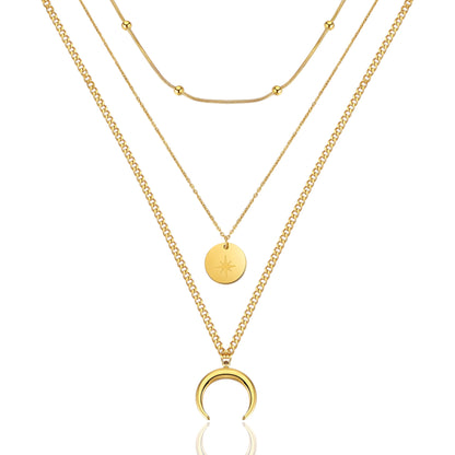 Layered Sun & Moon Necklace