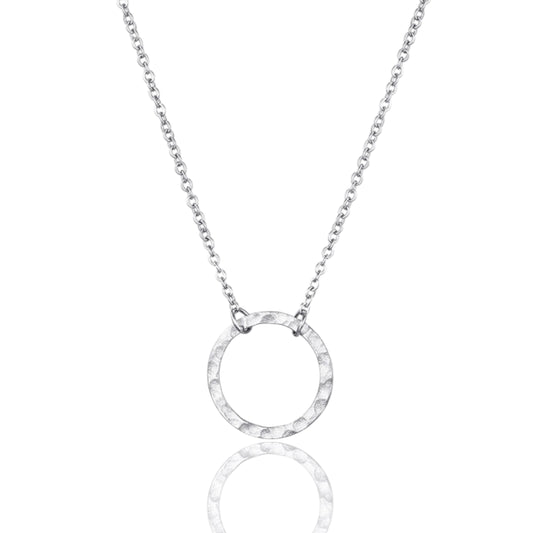 Hammered Circle Pendant Necklace