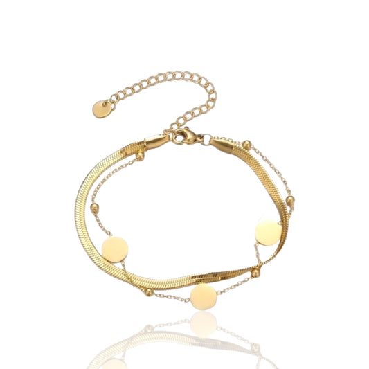 Sleek Anklet with Beads & Discs