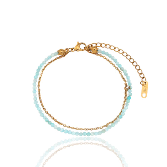 Chic Double Chain & Bead Anklet