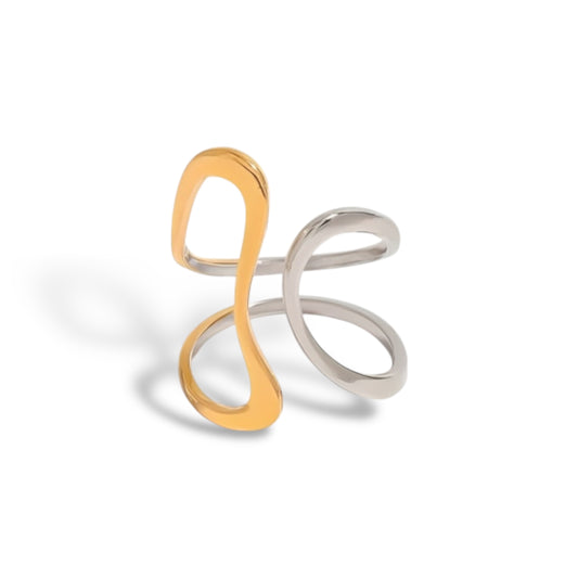 Stylish Flowing Two-Tone Ring