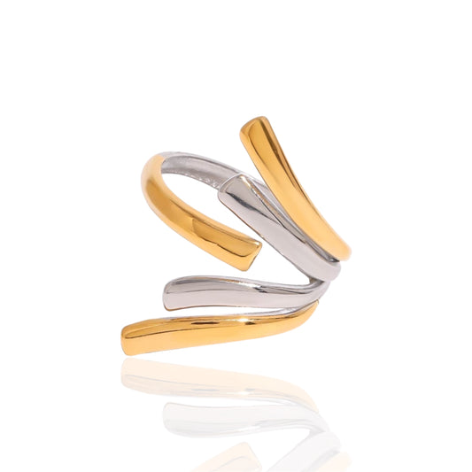 Elegant Two-Tone Flow Ring