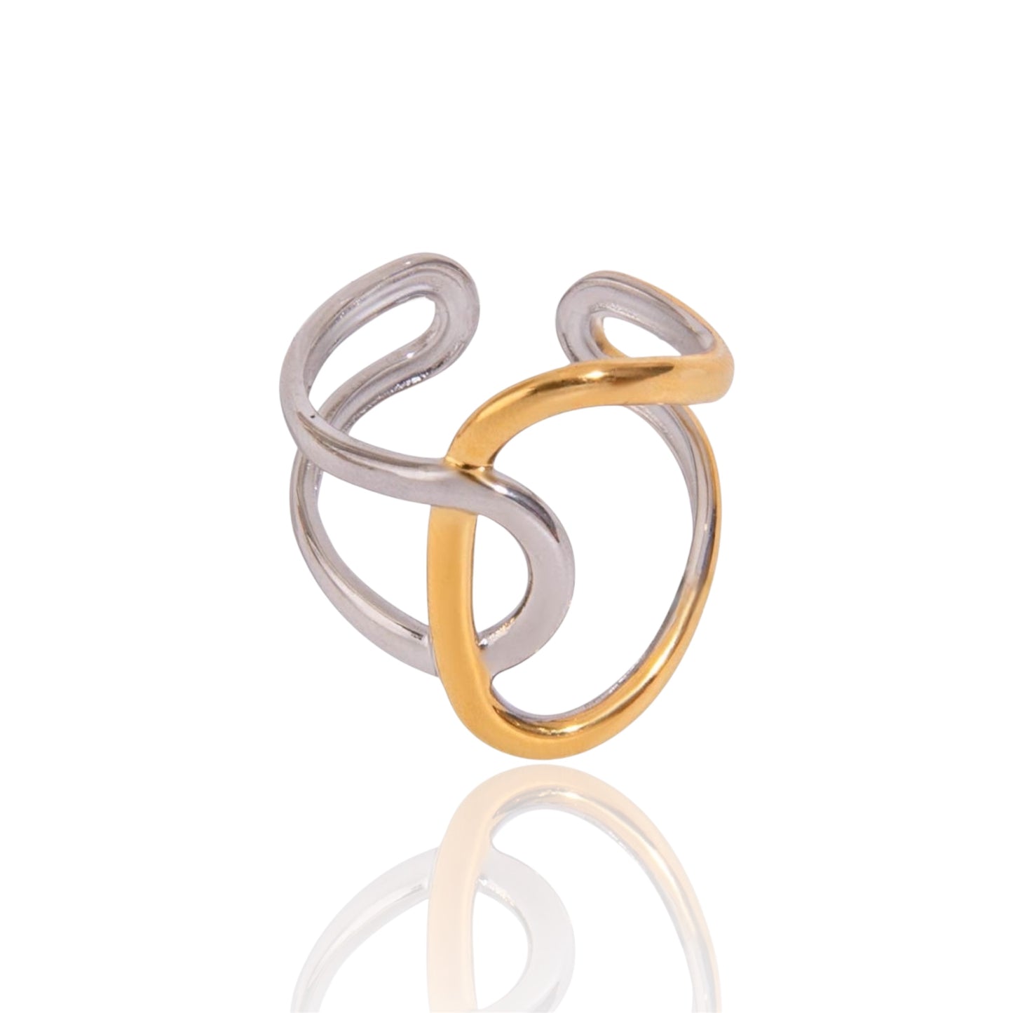 Chic Gold Two-Tone Twist Ring