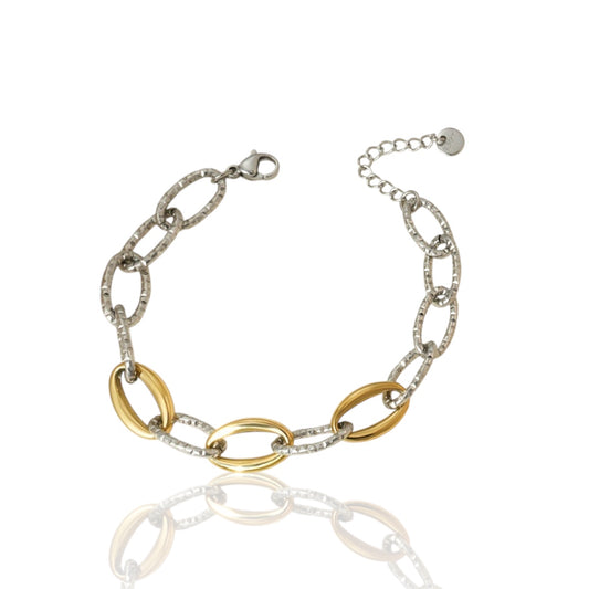 Two-Tone Oval Link Bracelet