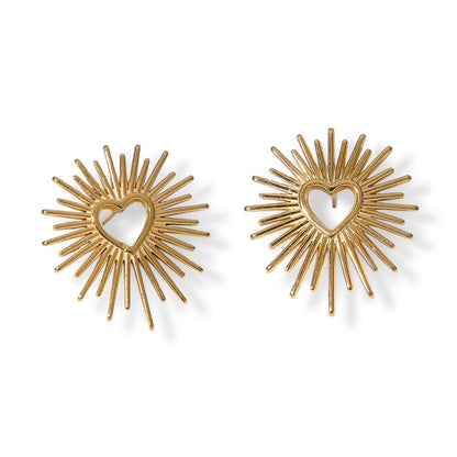 Radiant Sunburst Heart Earrings