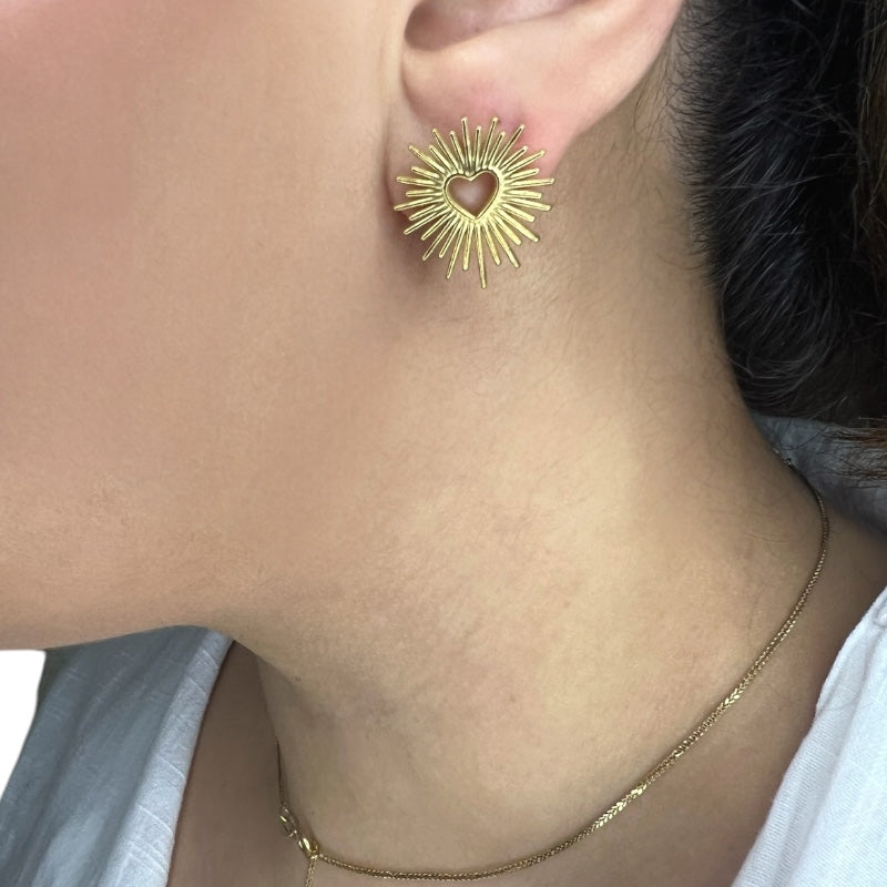Radiant Sunburst Heart Earrings