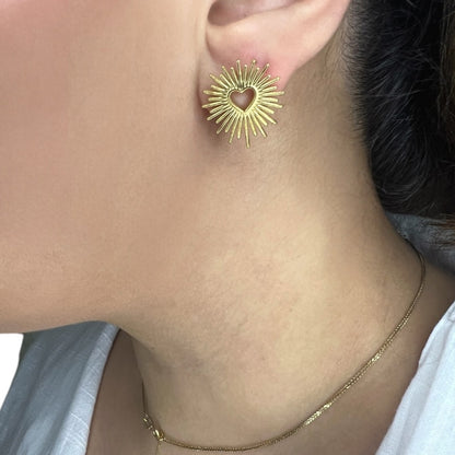 Radiant Sunburst Heart Earrings