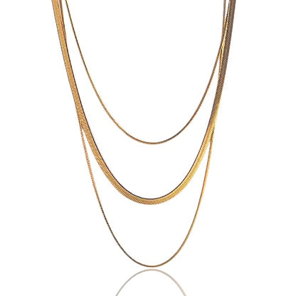 Sleek Triple Snake Chain Necklace