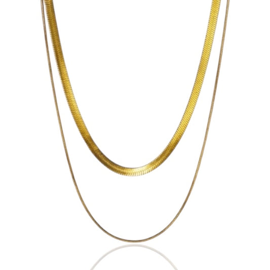 Sleek Dual Snake Chain Necklace