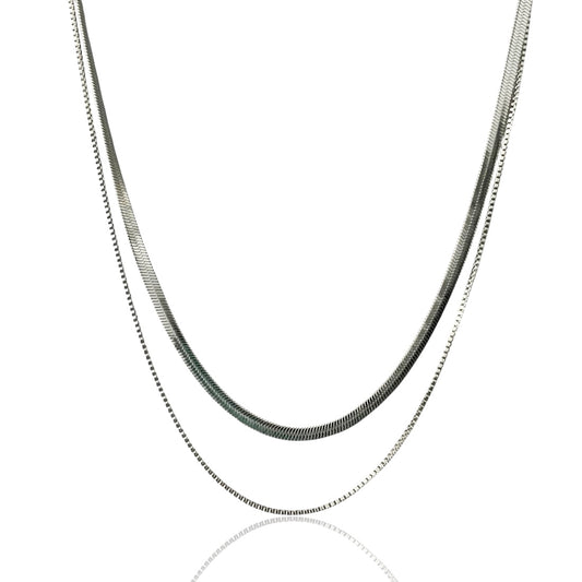 Sleek Dual Snake Chain Necklace