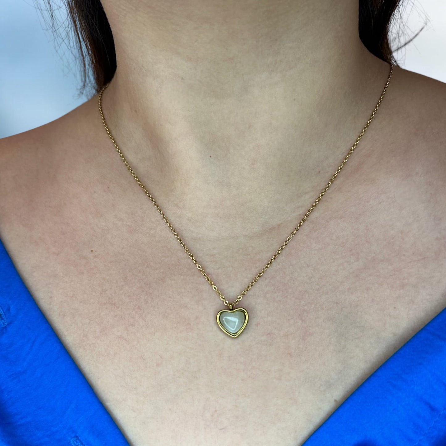 Classic Heart-Shaped Stone Necklace