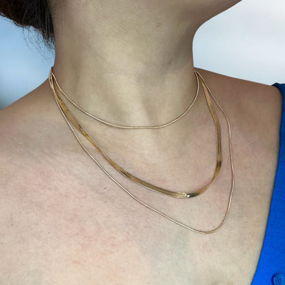 Sleek Triple Snake Chain Necklace