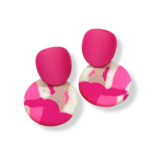 Bold Pink Vibrant Statement Earrings