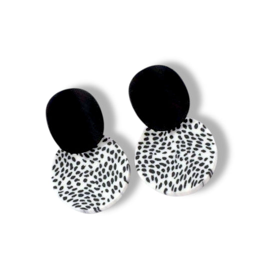 Classic Black and White Vibrant Statement Earrings