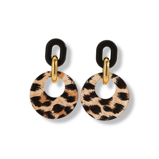 Chic Beige Leopard Pattern Earrings