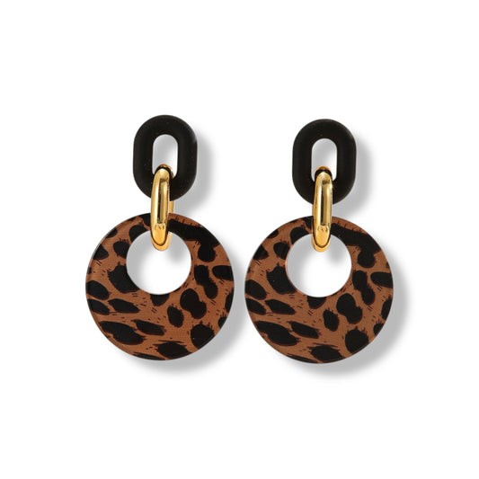 Chic Brown Leopard Pattern Earrings