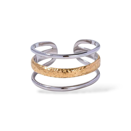 Textured Two-Tone Cuff Ring